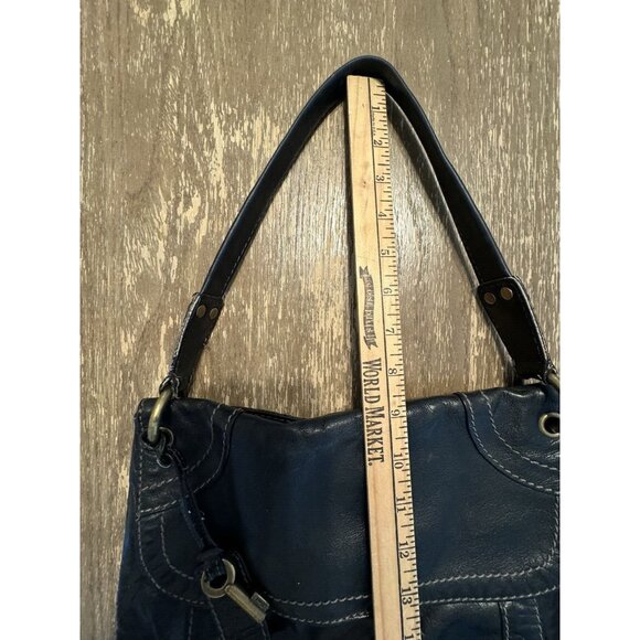 Vintage Fossil Boho Black Shoulder Bag Y2k Biker Hippie Pockets Key Tag Stitch - Picture 2 of 16